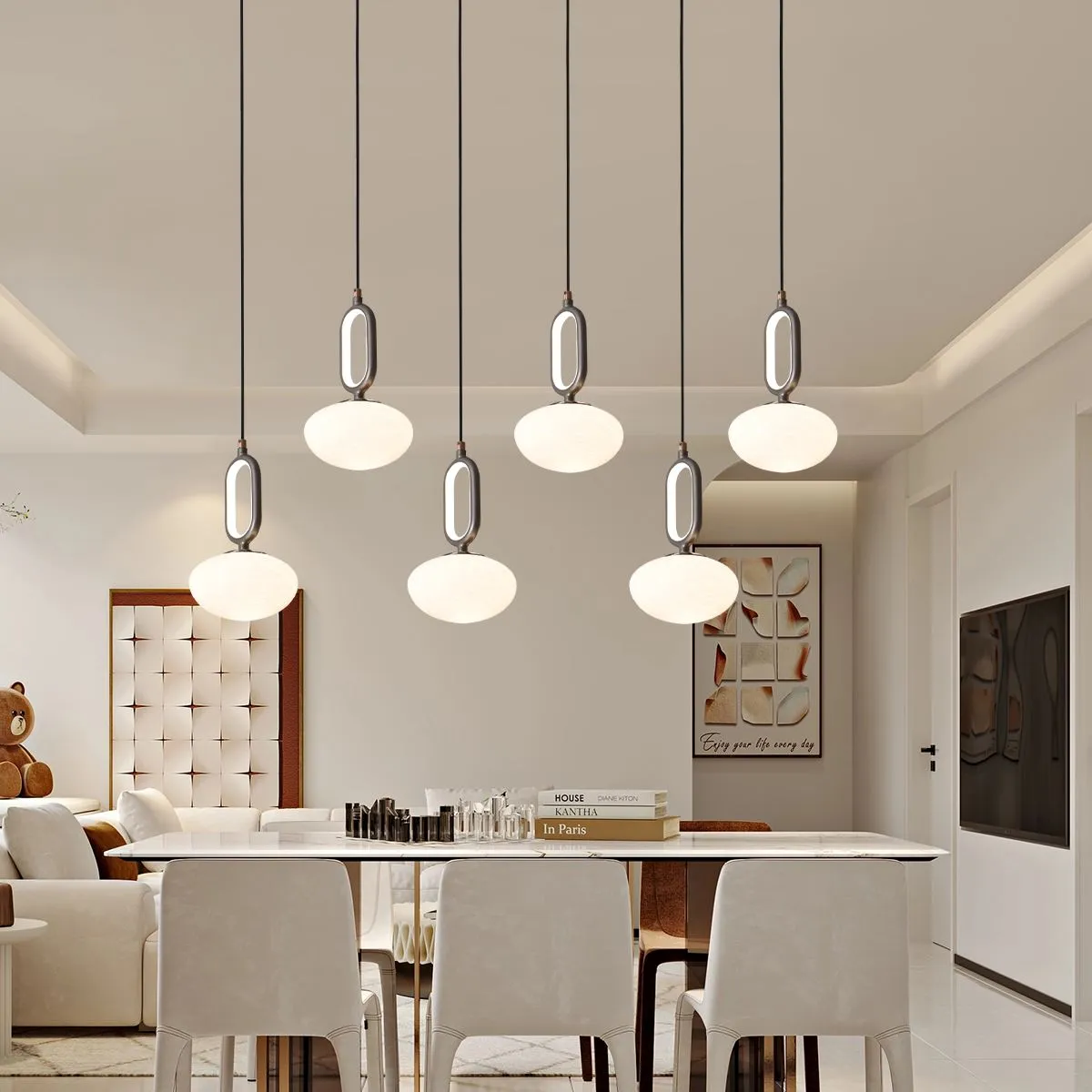 Cloud Glass Pendant Light Tri-Colour - Grey, Metal image