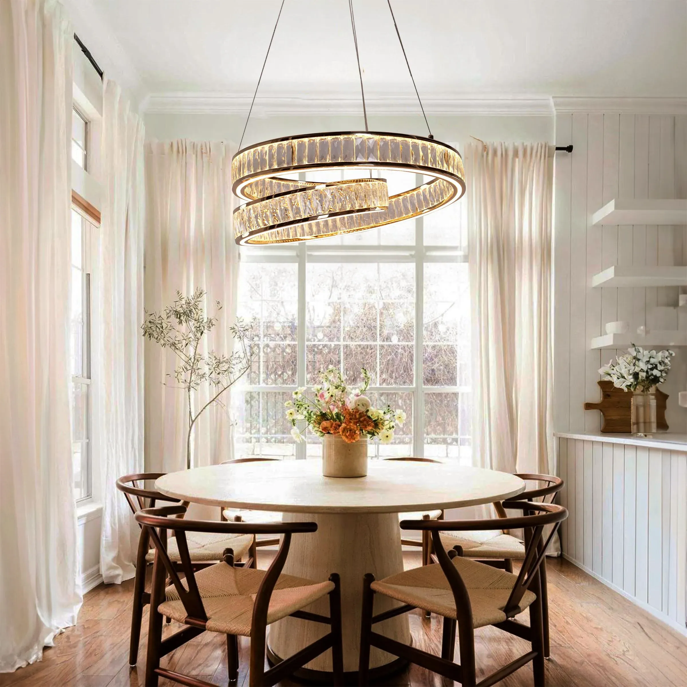 Crystal Swirl Pendant Light - Gold, Aluminum image