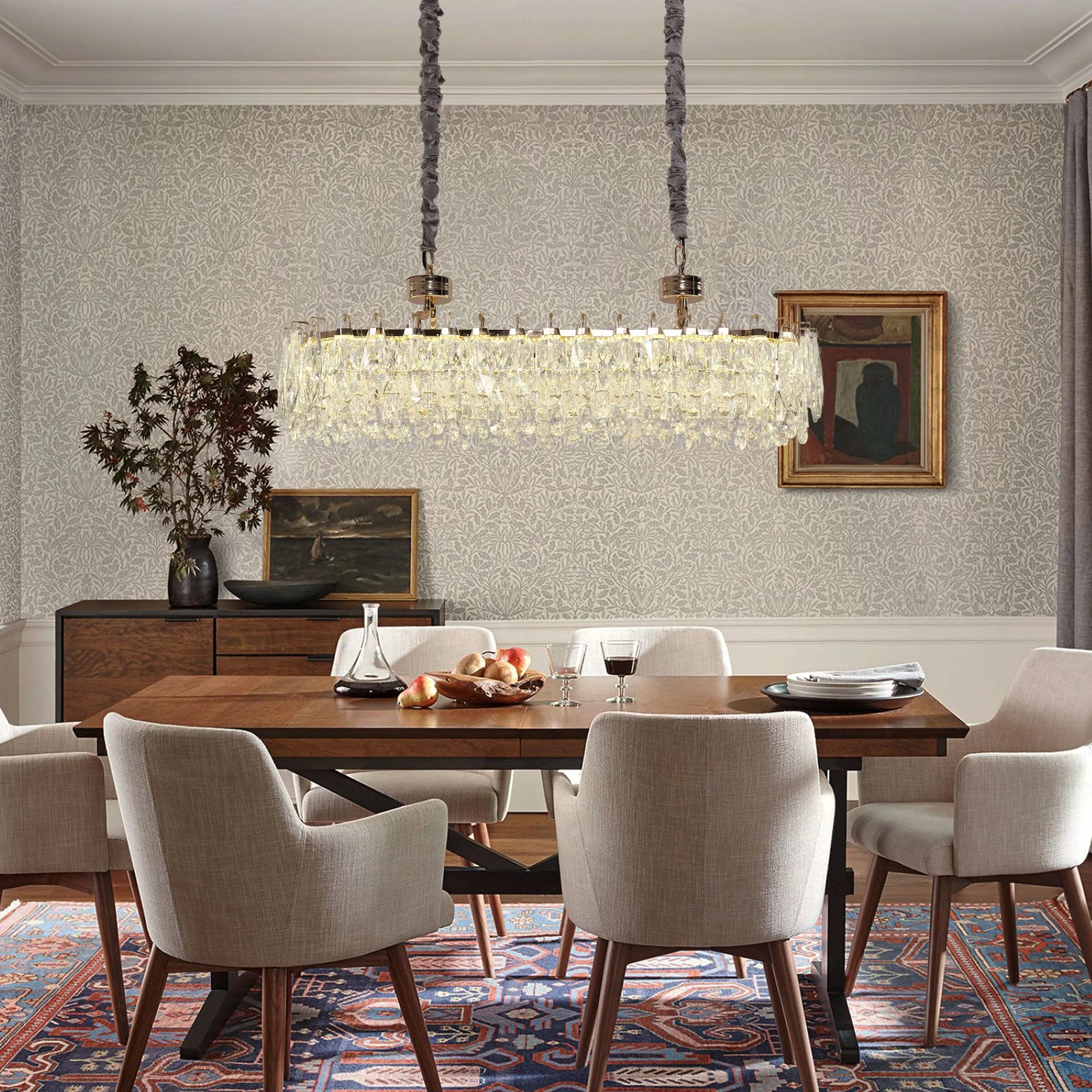 Dimmable Pendant Light with Crystals - Gold, Metal image