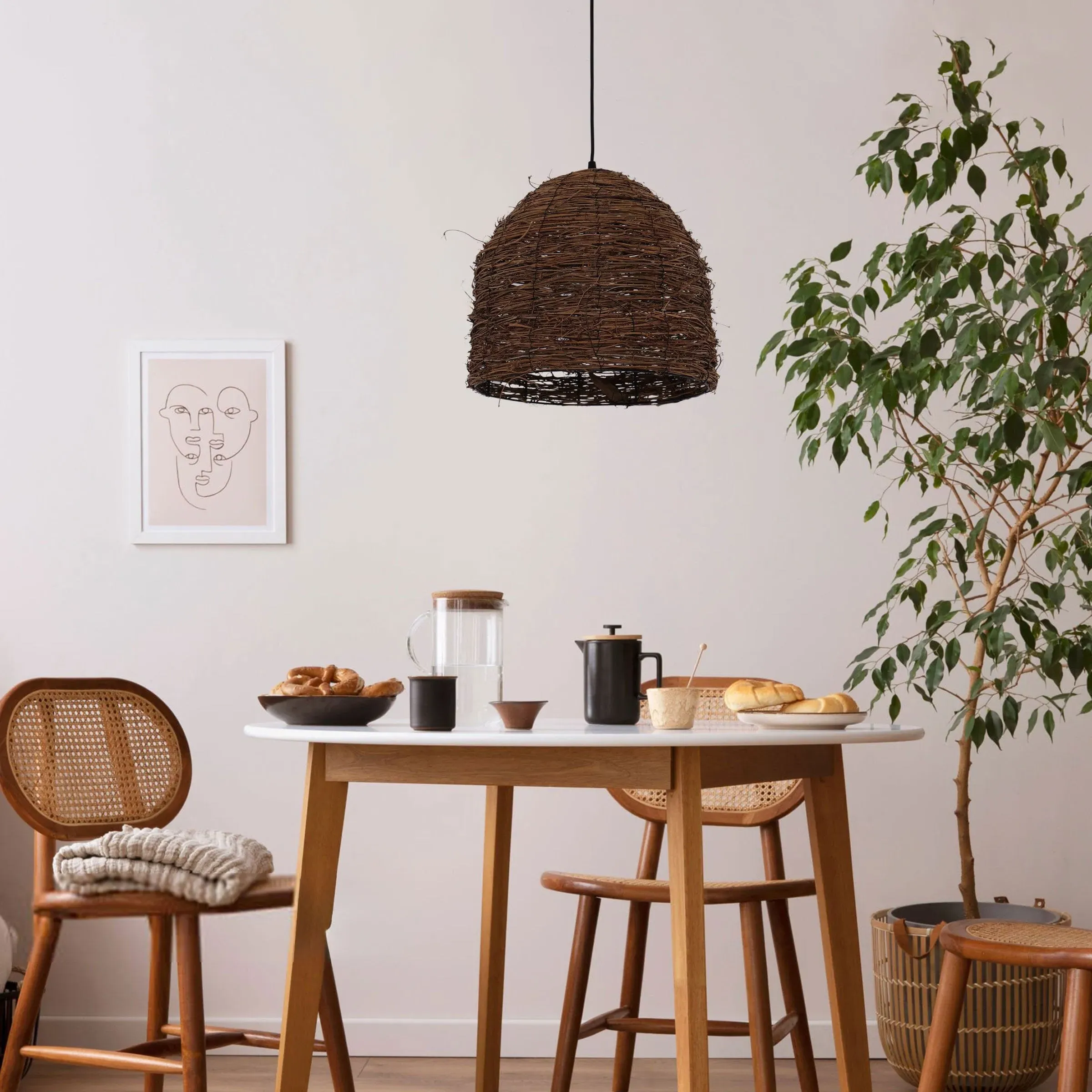 Dome Pendant Light - Brown, Rattan