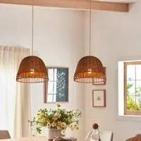 Dome Pendant Light Handwoven - Brown, Rattan