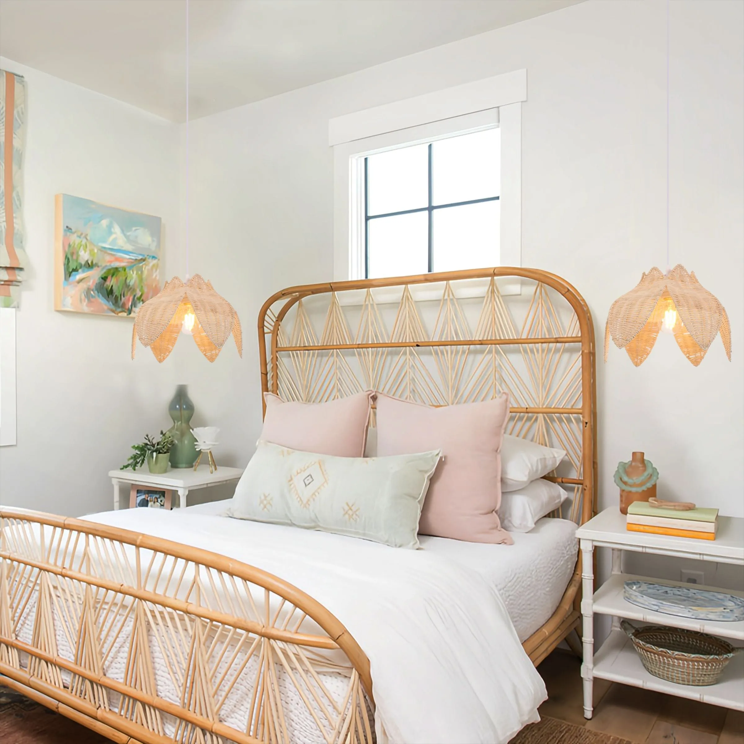 Dome Pendant Light with Adjustable Cord - Natural, Rattan