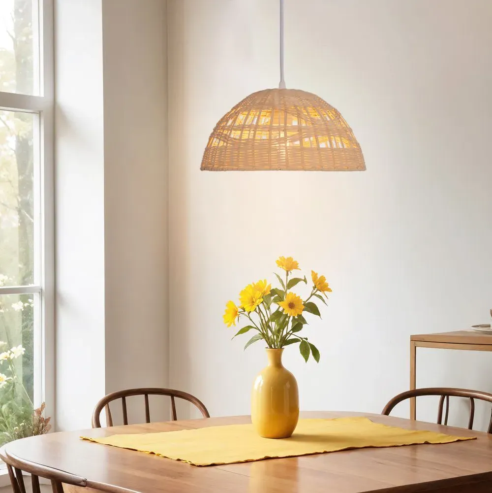 Dome-Shaped Pendant Light - Natural, Rattan image