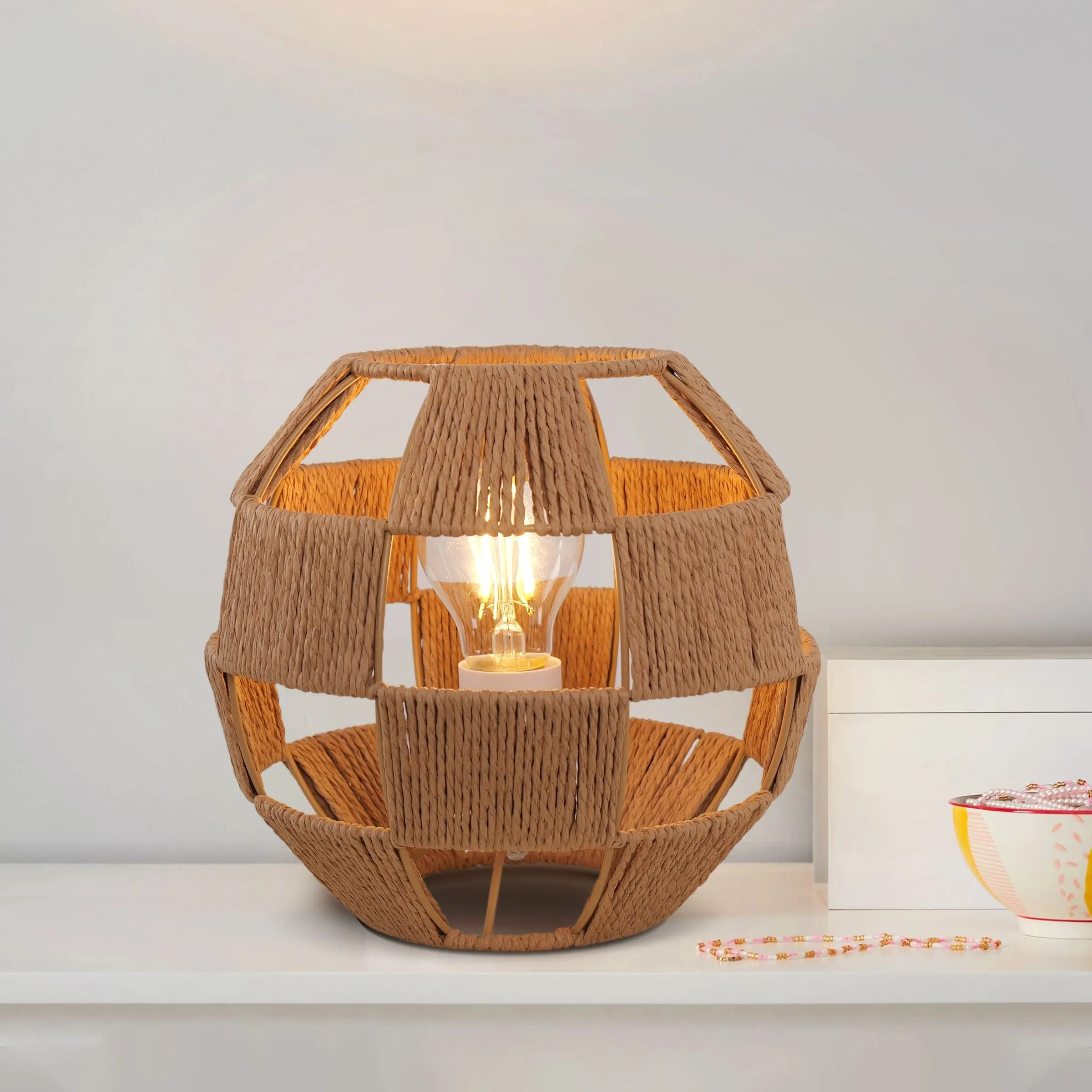 Globe Table Lamp Handwoven - Natural, Jute