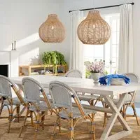Gourd Pendant Light with Open Base - Natural Rattan