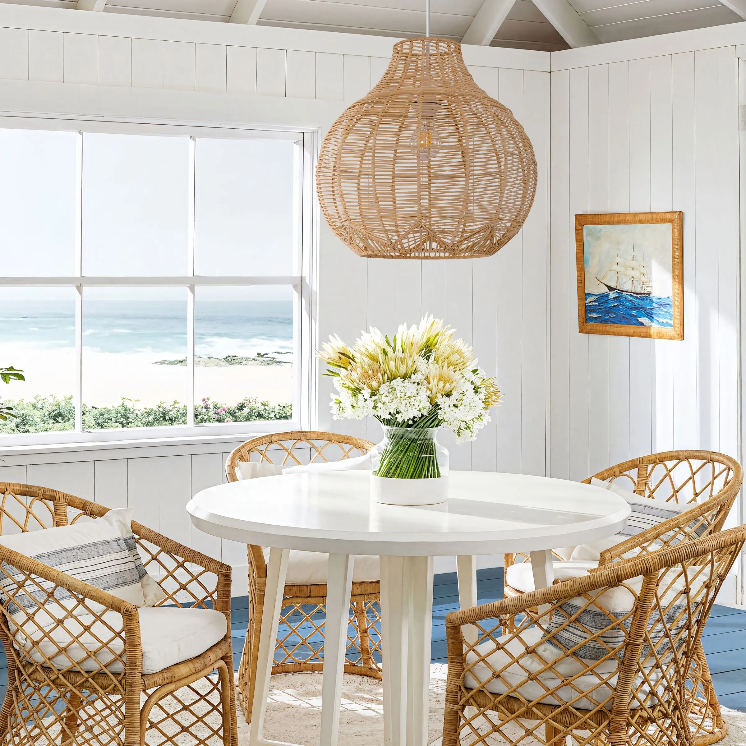 Gourd Pendant Light with Open Base - Natural Rattan image