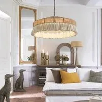 Handcrafted Pendant Light with Tassels - Hemp Rope