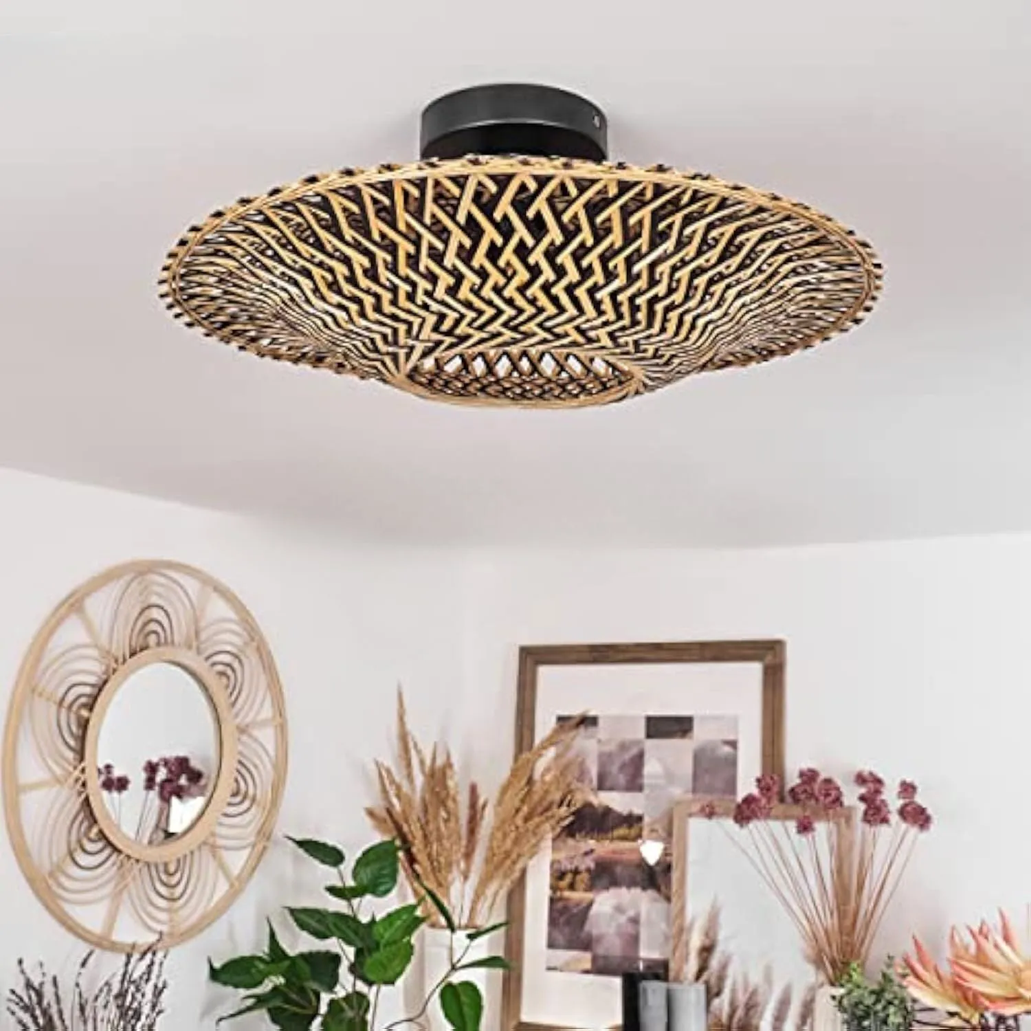 Handwoven LED Ceiling Light - Bamboo