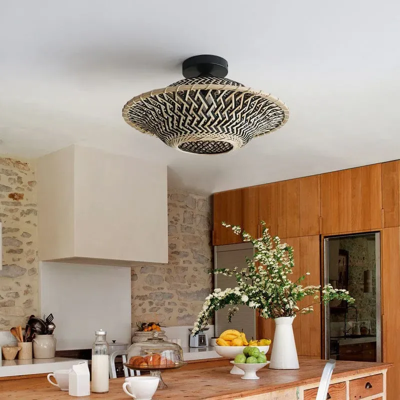 Handwoven LED Ceiling Light - Bamboo image