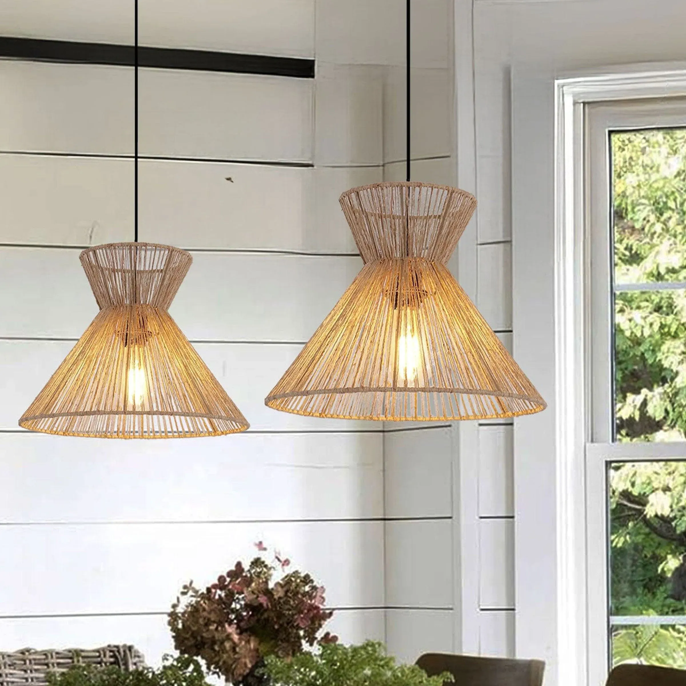 Handwoven Pendant Light - Brown, Paper Rope image