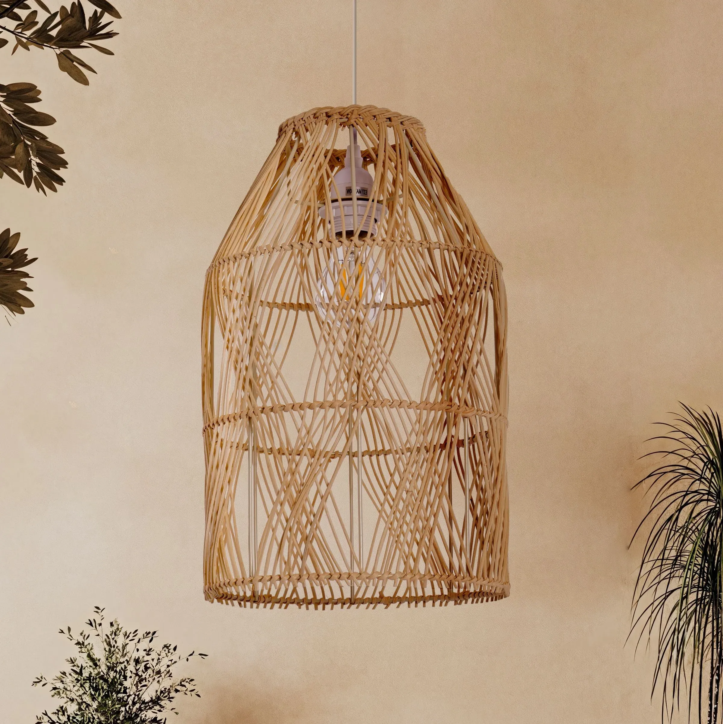 Handwoven Pendant Light Criss-Cross - Natural, Rattan