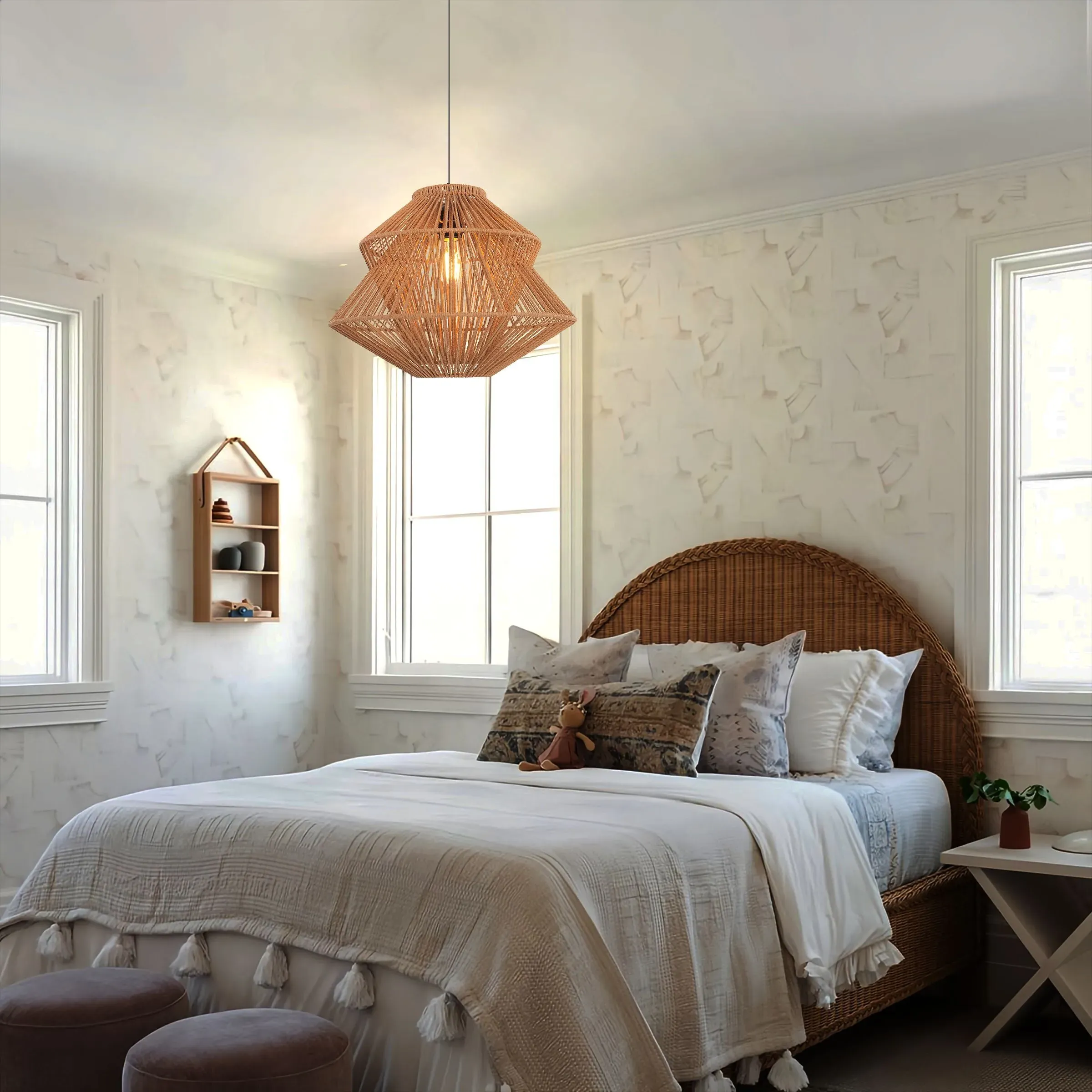 Handwoven Pendant Light - Khaki, Paper Rope image