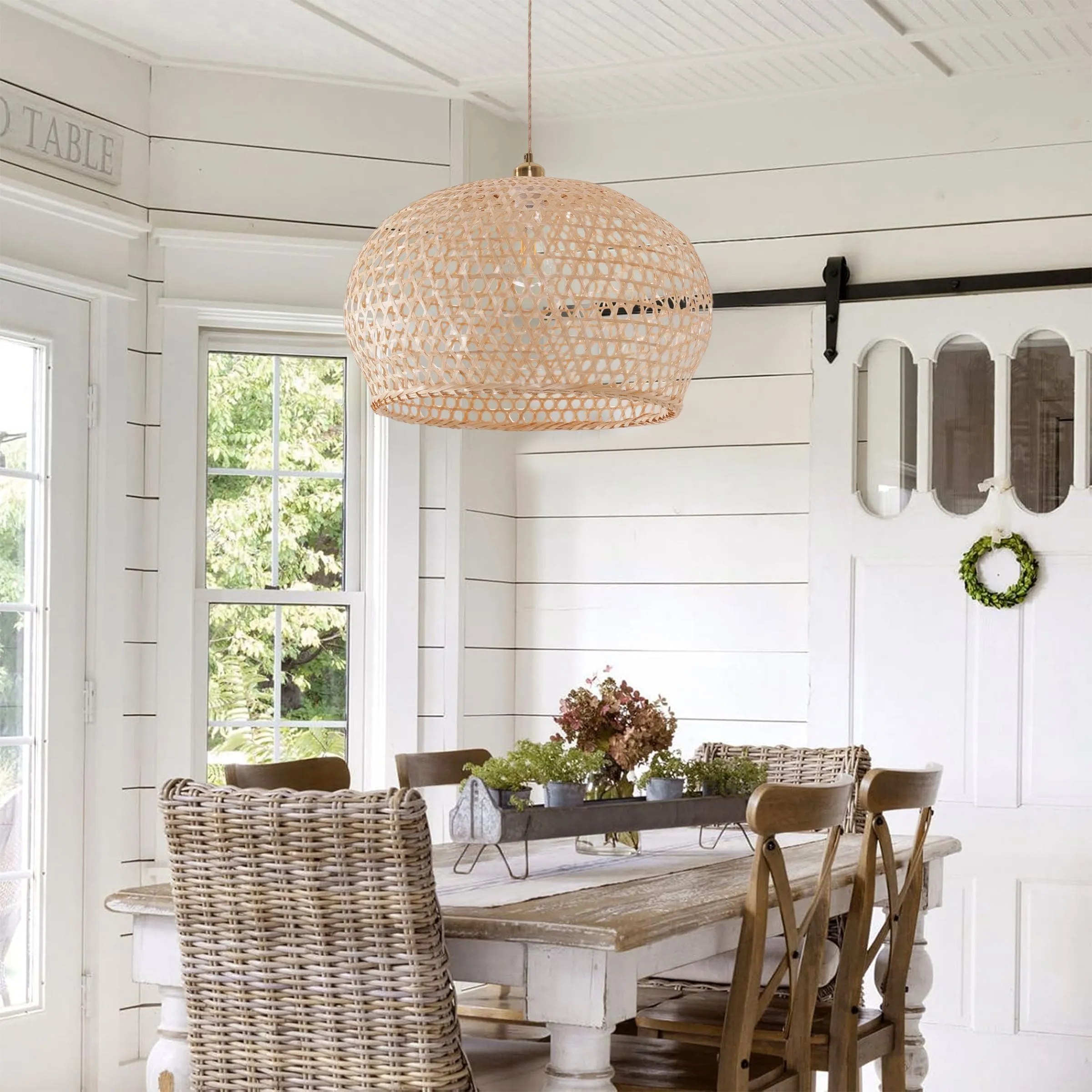 Handwoven Pendant Light - Natural, Bamboo