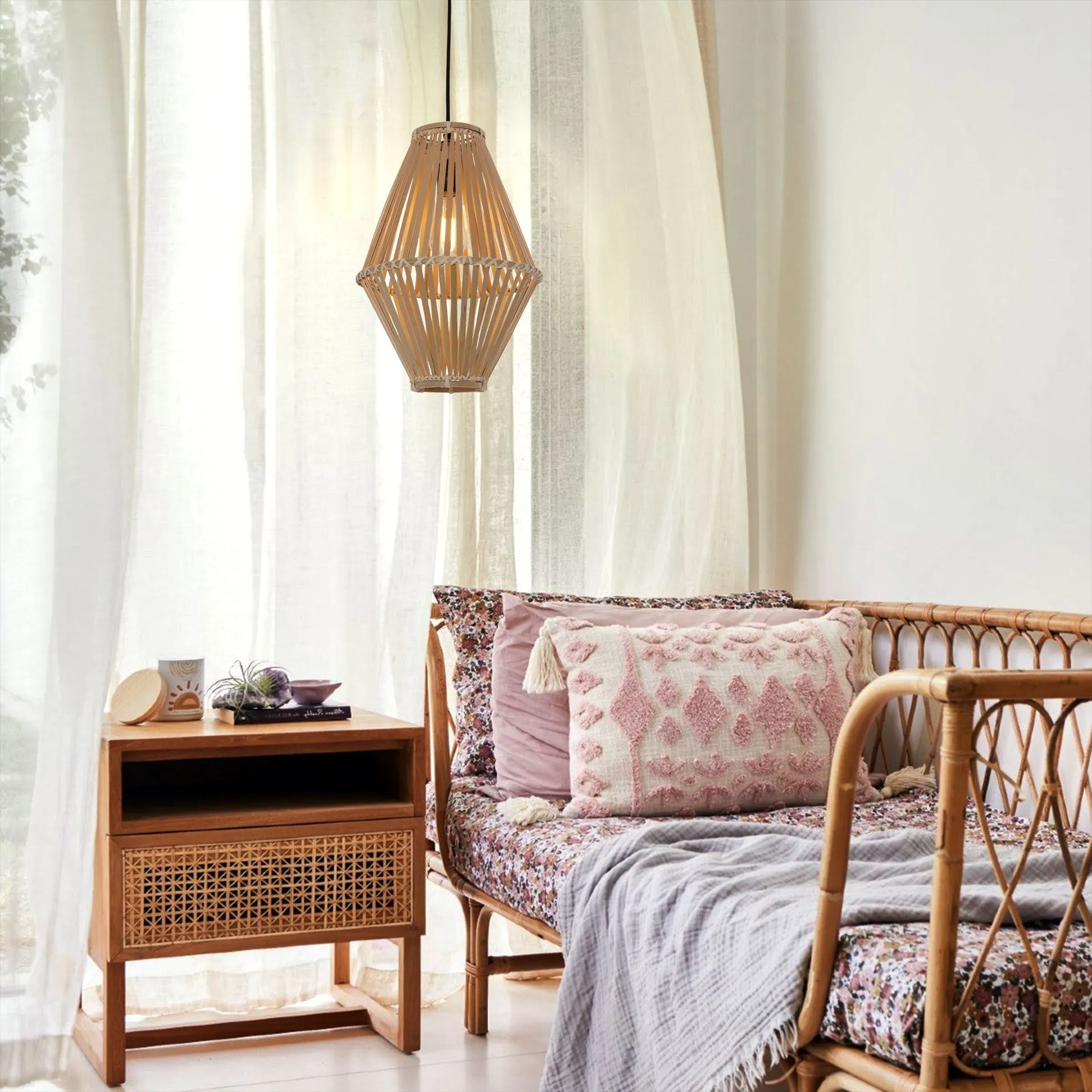 Handwoven Pendant Light - Natural, Bamboo