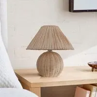 Handwoven Table Lamp - Natural, Rattan