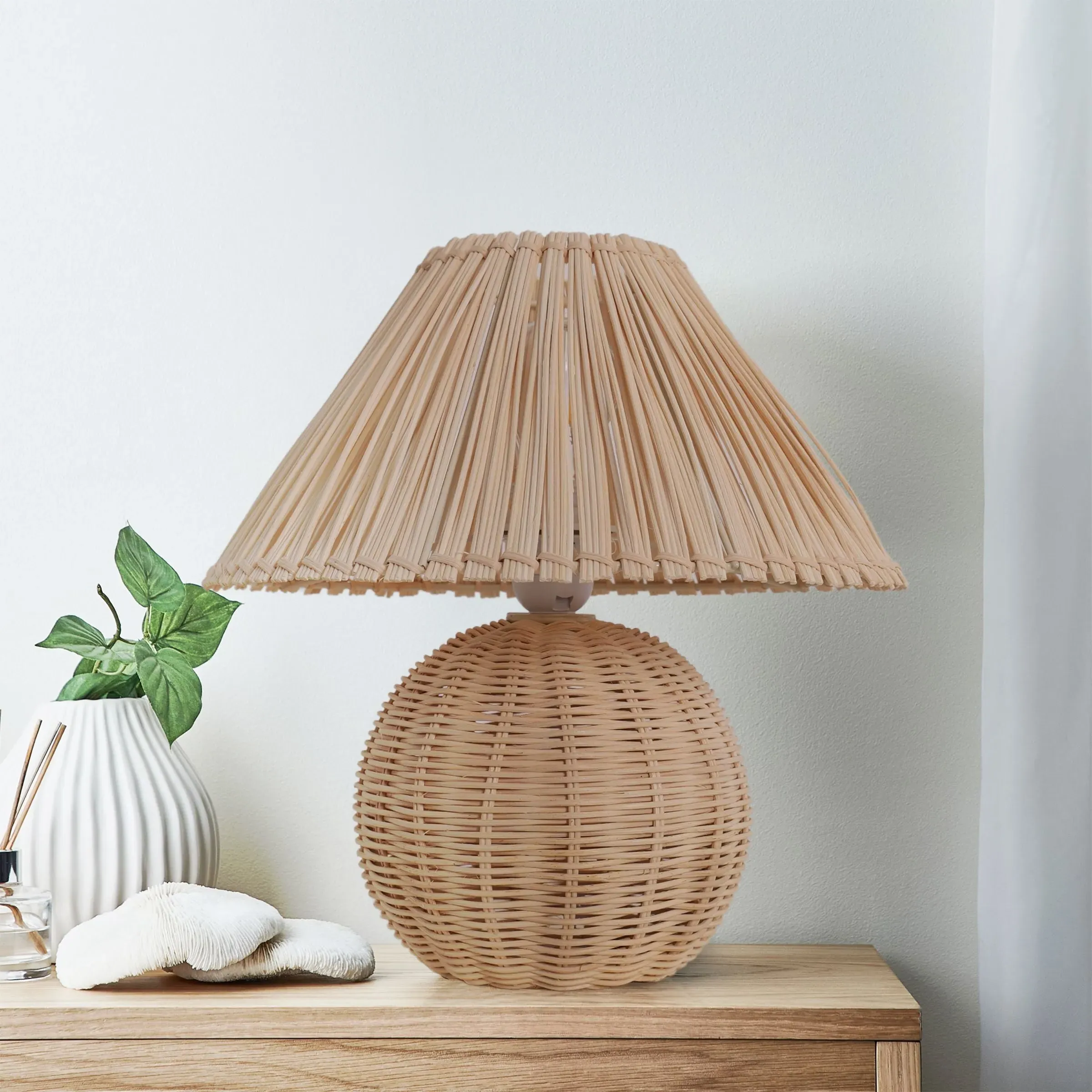 Handwoven Table Lamp - Natural, Rattan image