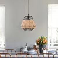Hexagonal Pendant Light with Adjustable Cord - Natural