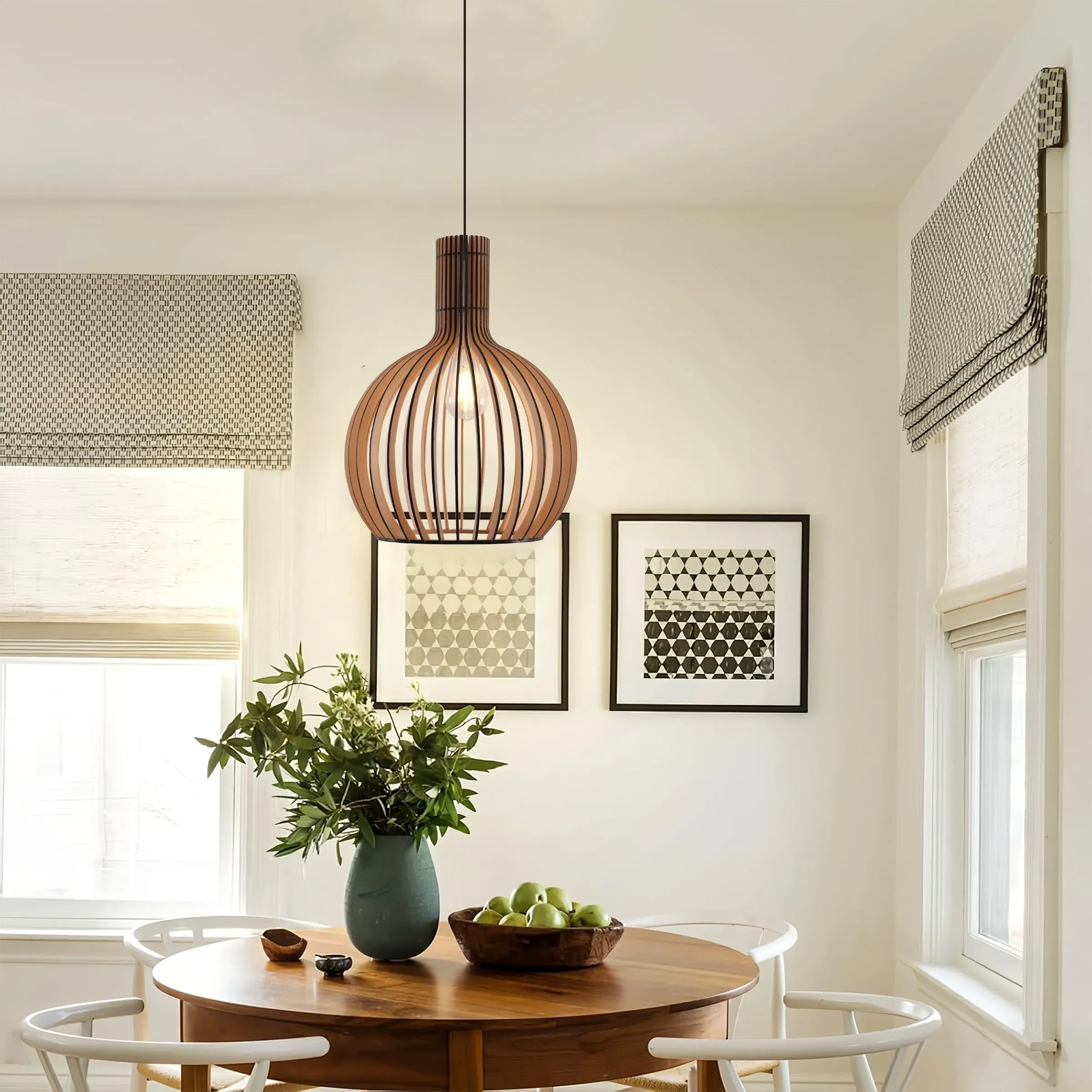 LED Birdcage Pendant Light - Natural, Wood image