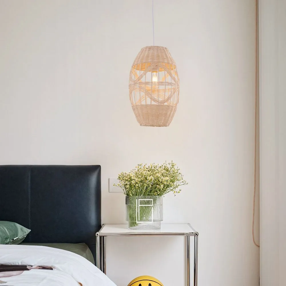 Oval Pendant Light Handwoven - Natural, Rattan image
