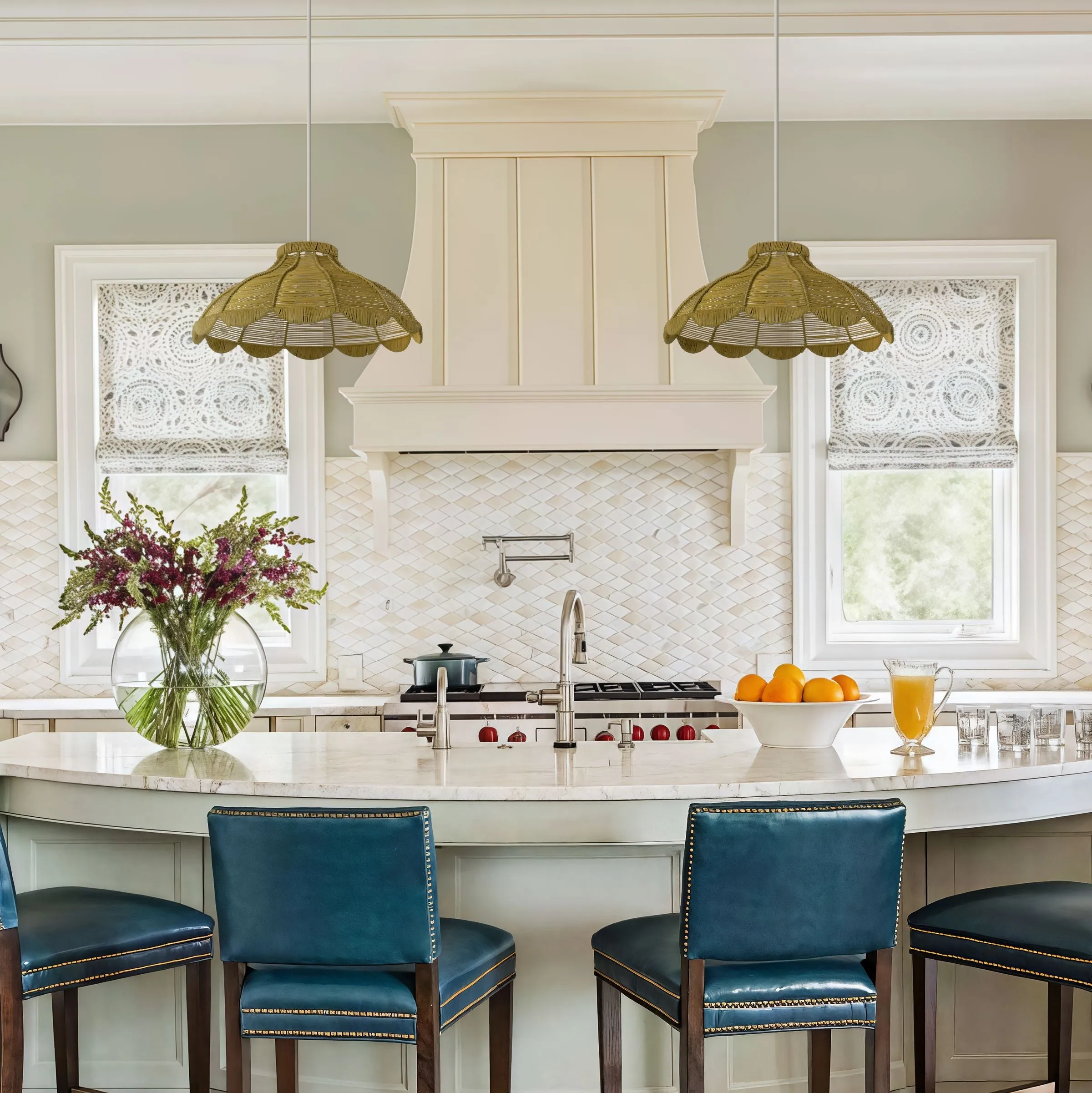 Petal Shaped Pendant Light - Reseda, Rattan