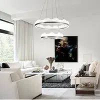 Ring Pendant Light with Dimmer - Silver, Aluminum