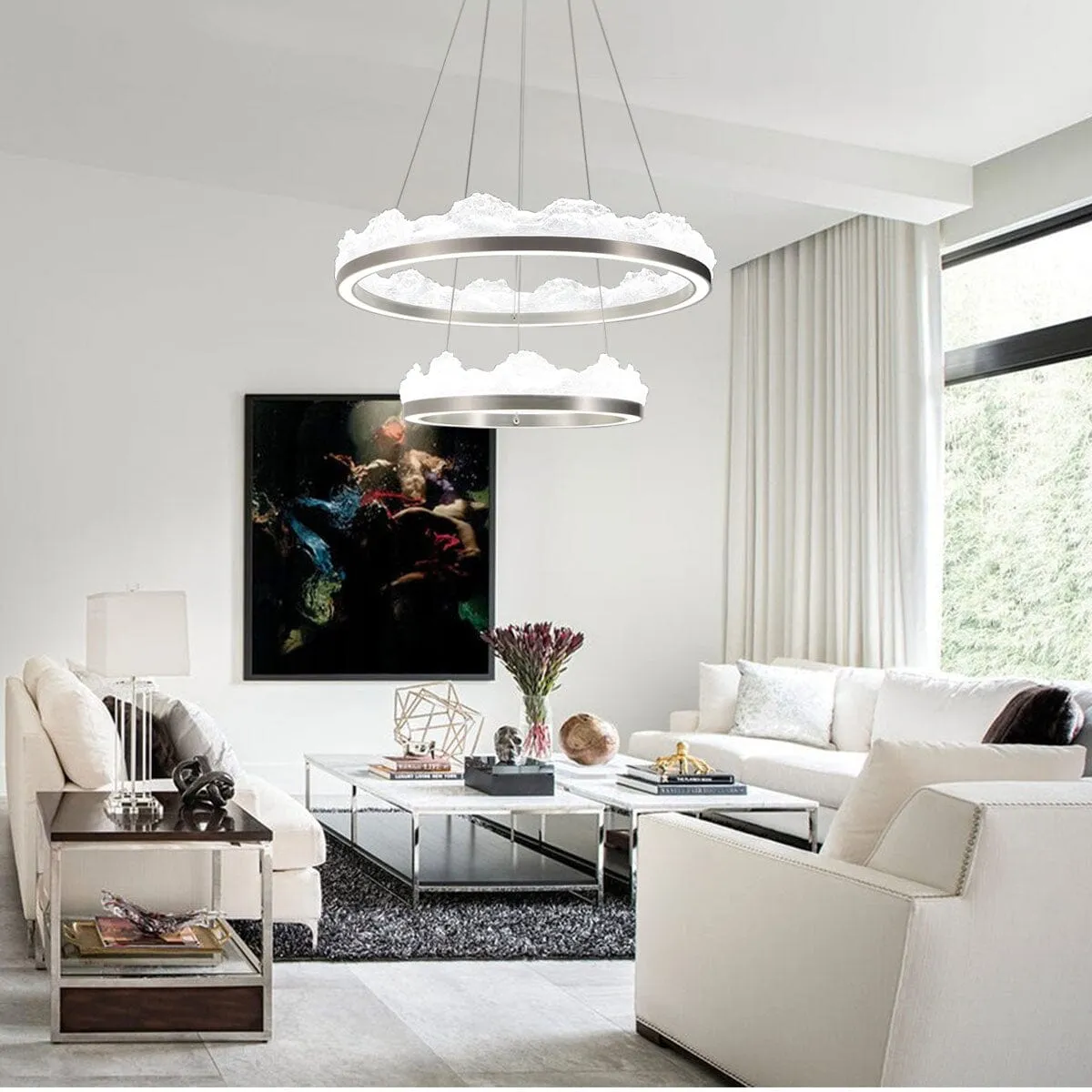 Ring Pendant Light with Dimmer - Silver, Aluminum image