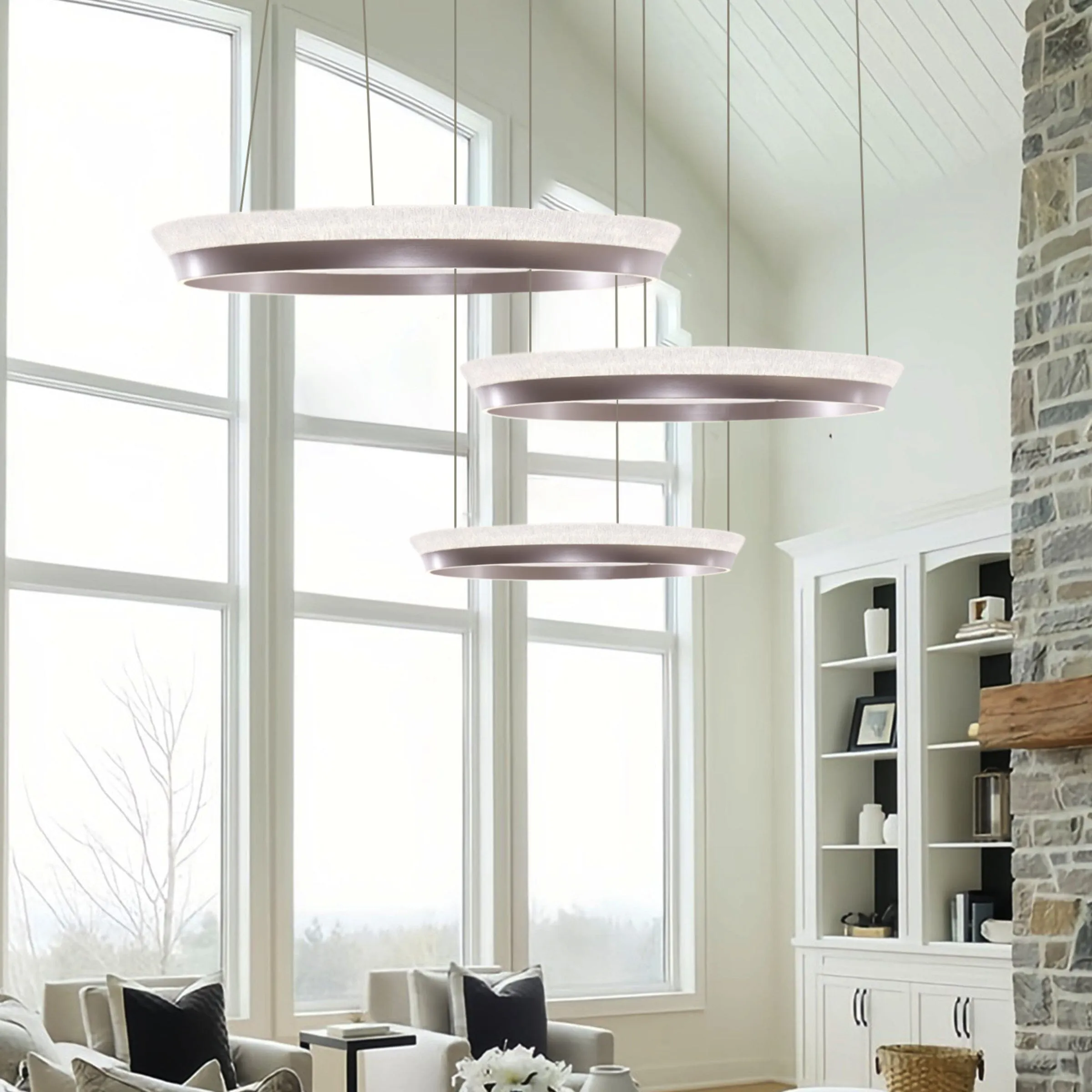 Ring Pendant Light with Remote - Aluminum