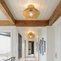 Round Ceiling Light with Hemp Rope - Hemp Rope