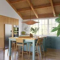 Round LED Pendant Light with Disc Design - Wood Veneer