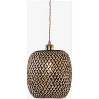 Round Pendant Light Geometric - Black, Bamboo
