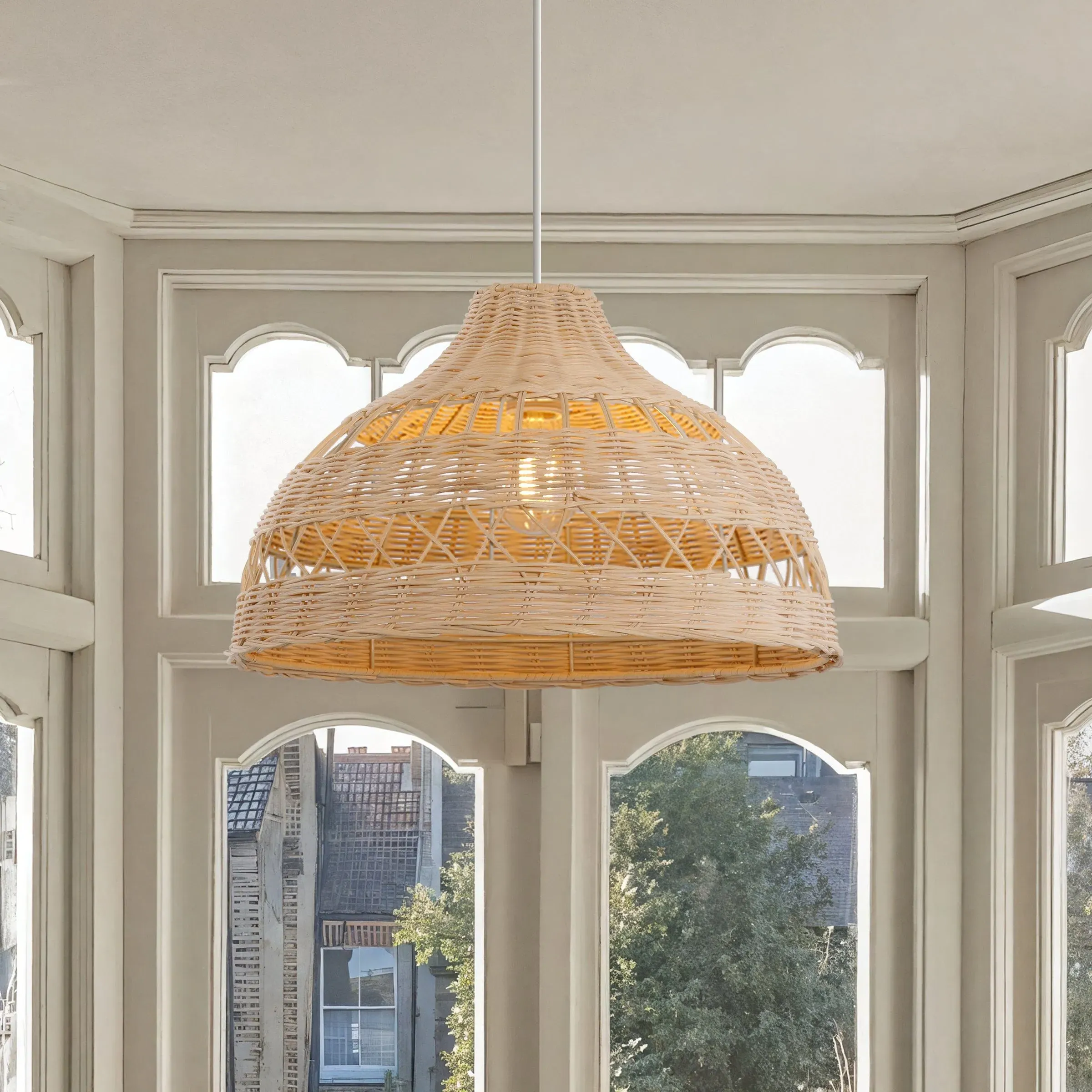 Round Pendant Light Handwoven - Natural, Rattan image