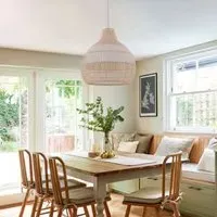 Round Pendant Light with Adjustable Cord - Natural