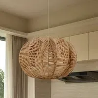 Round Pendant Light with Adjustable Cord - Natural, Rattan