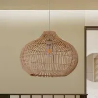 Round Pendant Light with Adjustable Cord - Natural