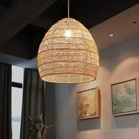 Round Pendant Light with Adjustable Cord - Rattan