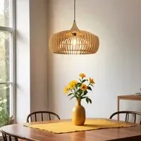 Round Pendant Light with Adjustable Cord - Wood