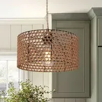 Round Pendant Light with Rope Shade - Brown, Paper