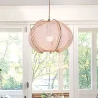 Round Pendant Light with Rope Shade - Natural