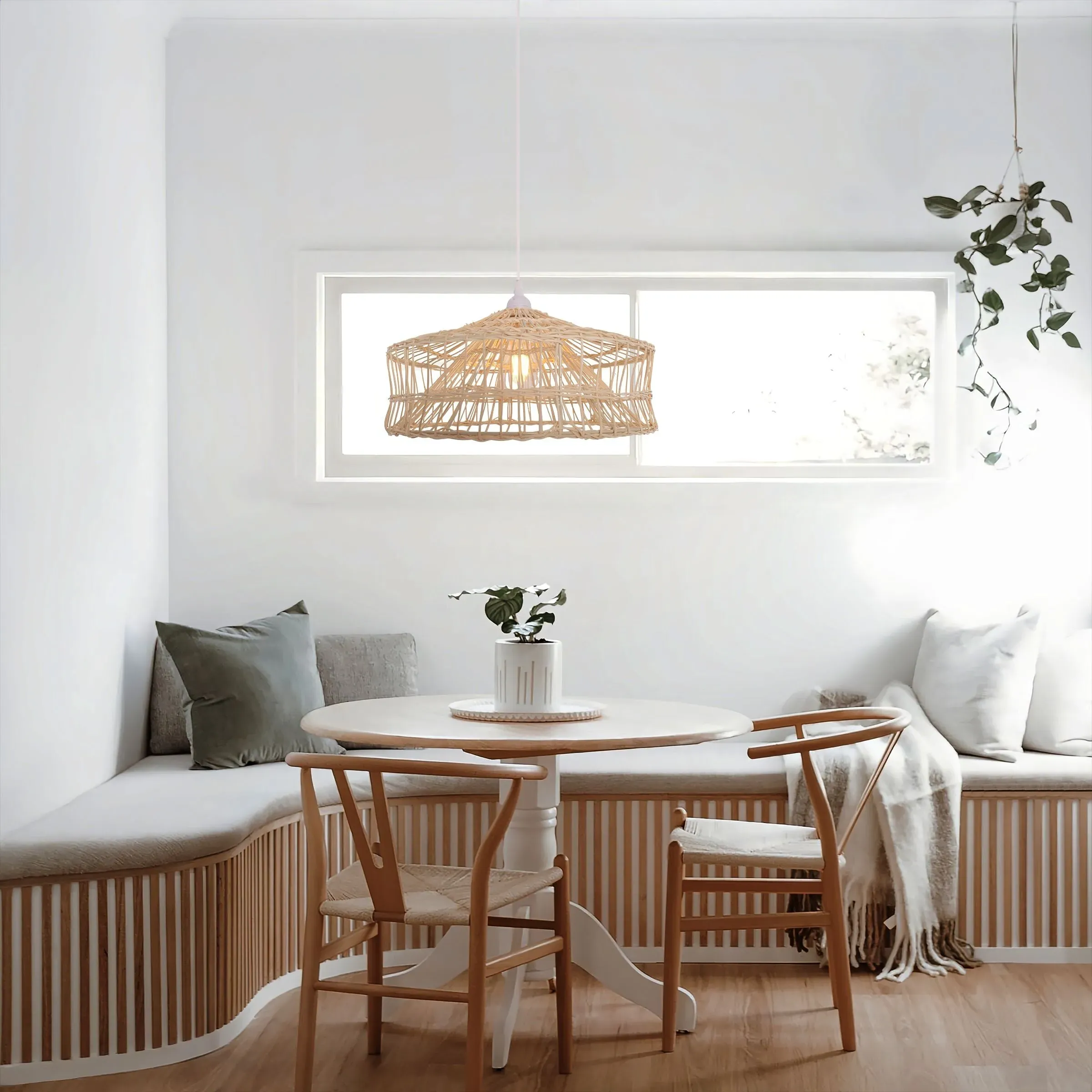 Shallow Pendant Light Handwoven - Natural, Rattan