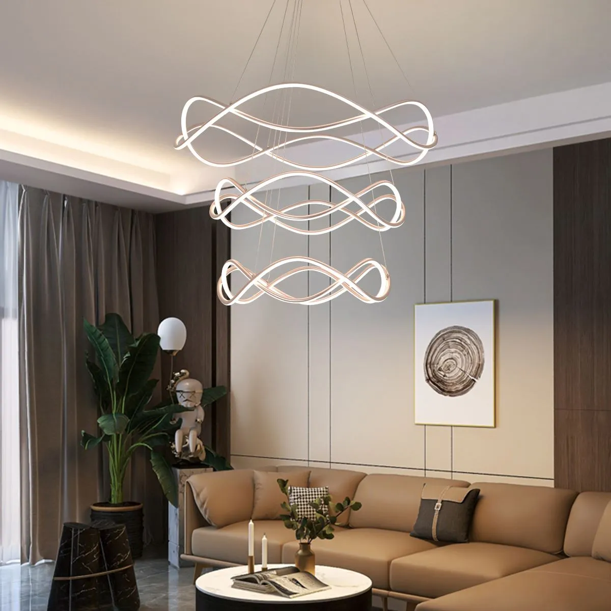 Spiral LED Pendant Light Dimmable - Red, Aluminium image