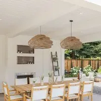 Spiral Pendant Light with Rattan - Khaki, Iron