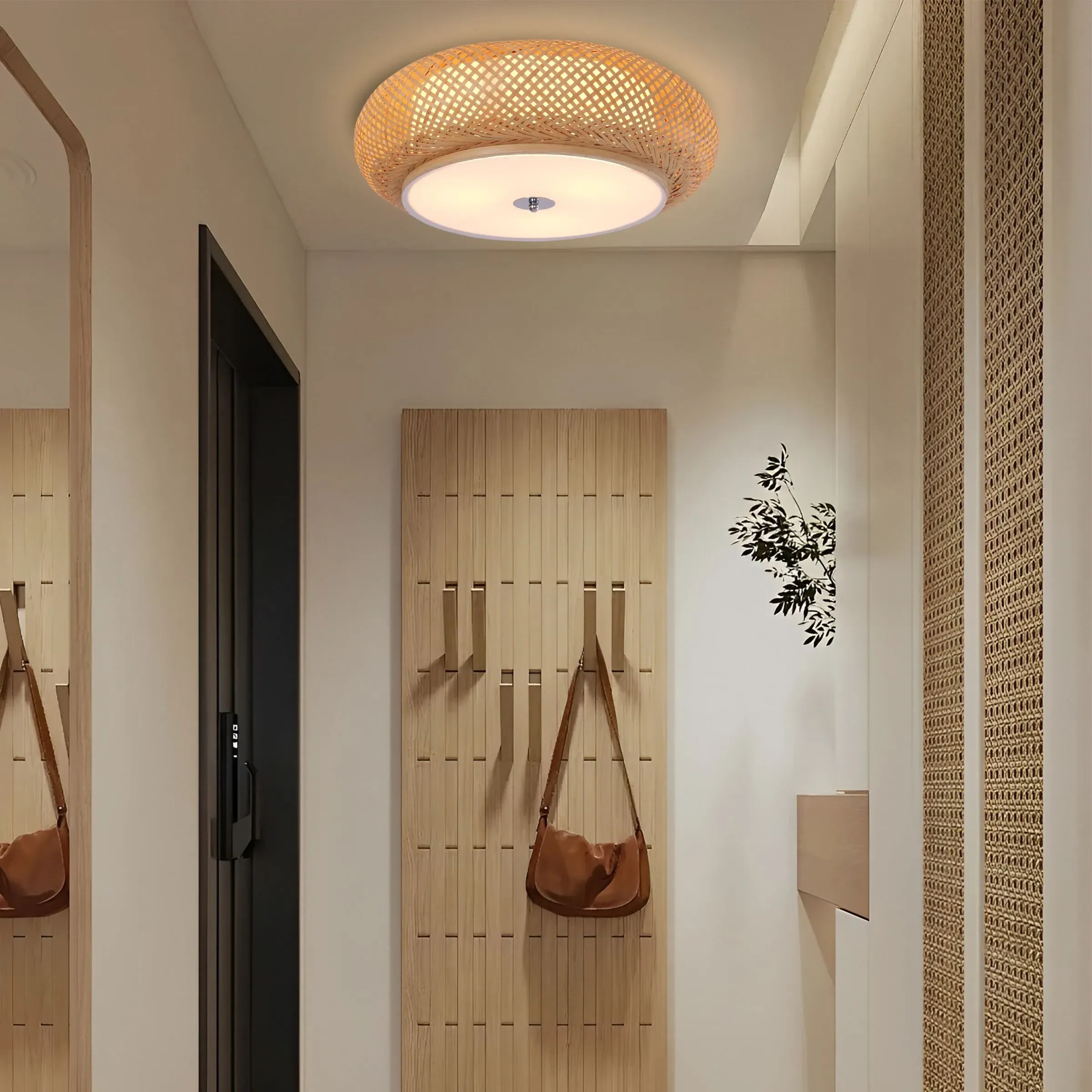 Square Ceiling Light with LED - Natural, Bamboo image