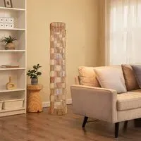 Square Floor Lamp with Hollow Weave - Natural, Rattan