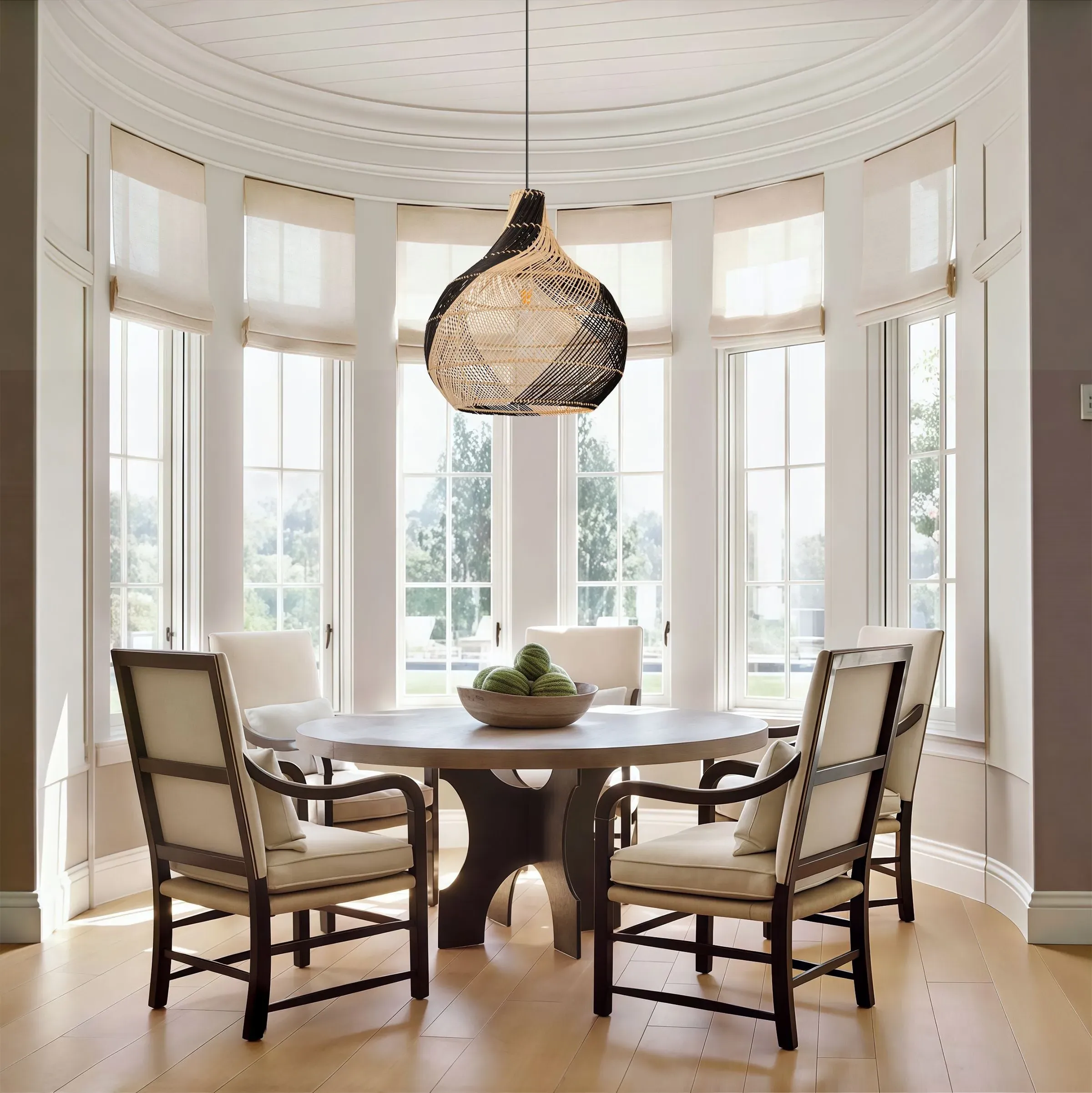 Vase-Shaped Pendant Light Handwoven - Natural, Rattan