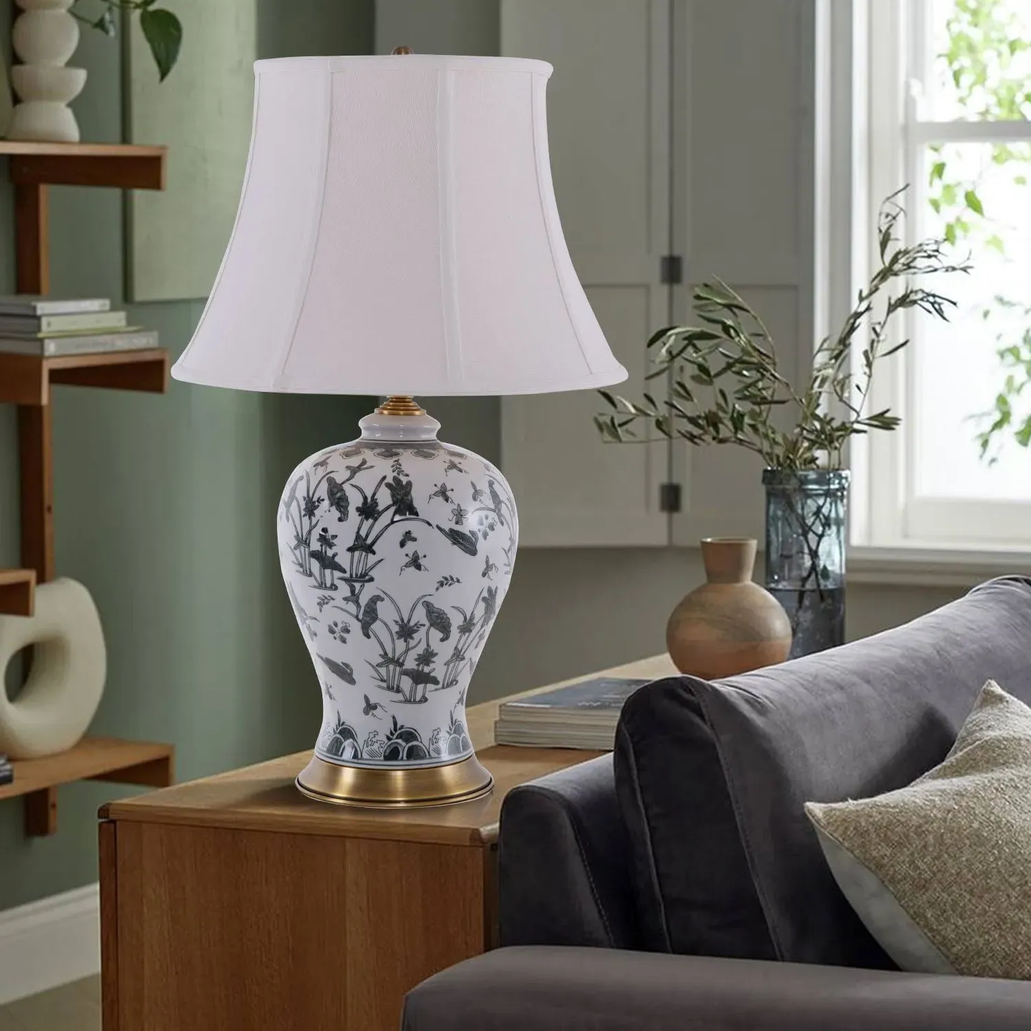 Vase Table Lamp Hand-Painted - Ceramic, Copper image