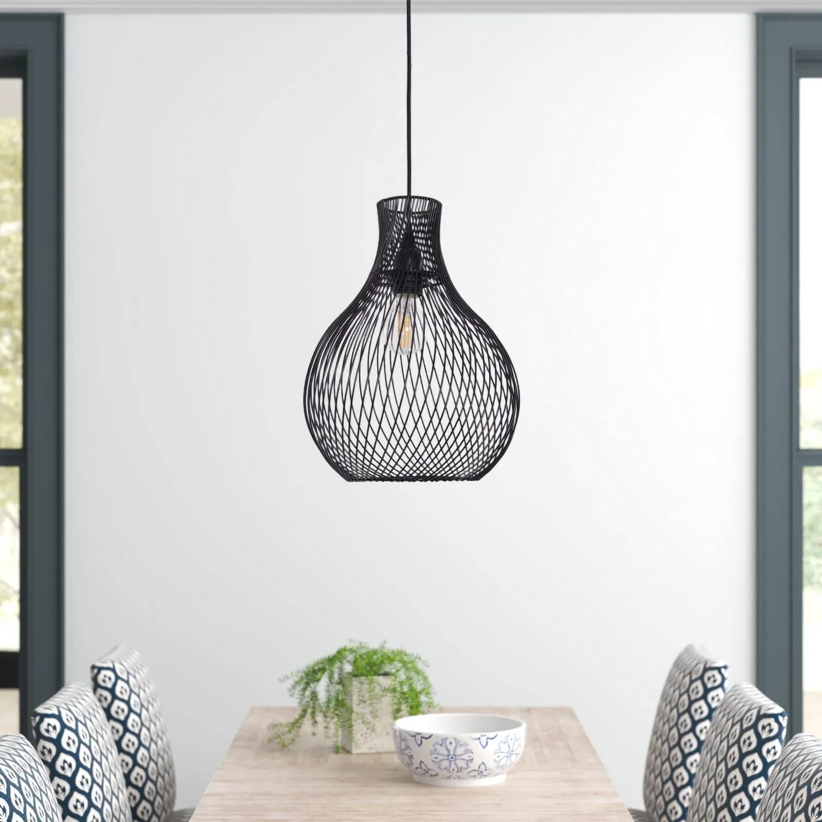 Wire Cage Pendant Light - Black, Iron image