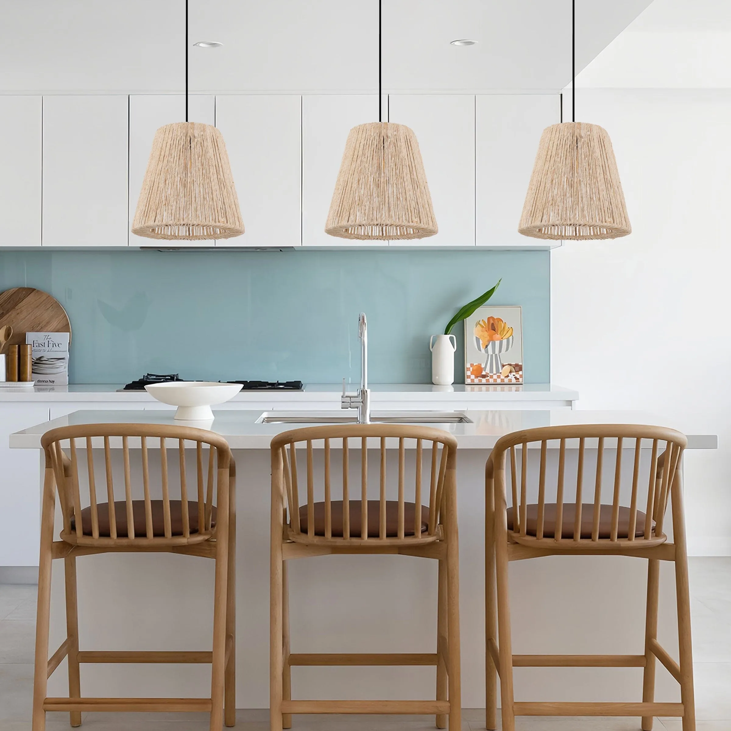 Woven Pendant Light - Natural, Hemp Rope