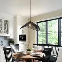 Woven Pendant Light with Adjustable Cord - Black