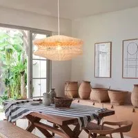 Woven Pendant Light with Adjustable Cord - Natural