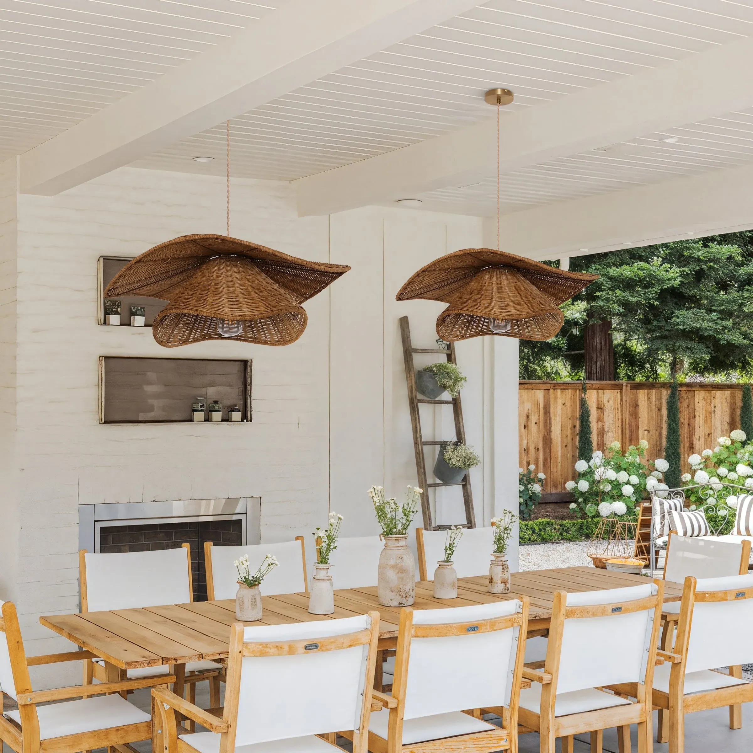 Woven Pendant Light with Cord - Brown, Rattan image